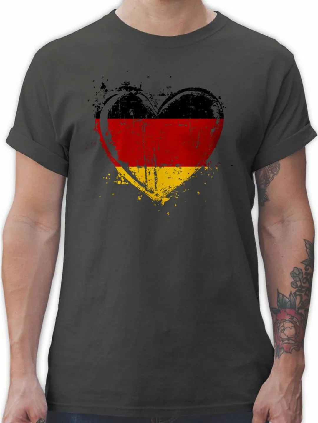 Shirtracer T-Shirt Deutschland Herz Motiv, Schwarz Rot Gold, Germany 2024 F günstig online kaufen