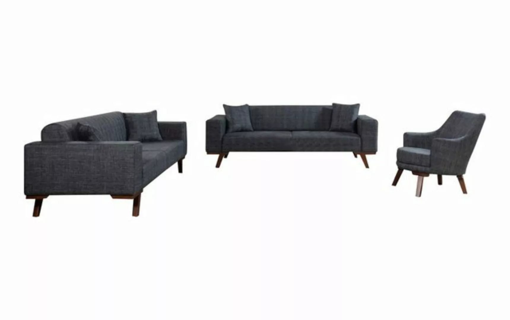 JVmoebel Sofa Graue Sofagarnitur 3+3+1 Sitz Set Design Sofas Couchen 3tlg., günstig online kaufen