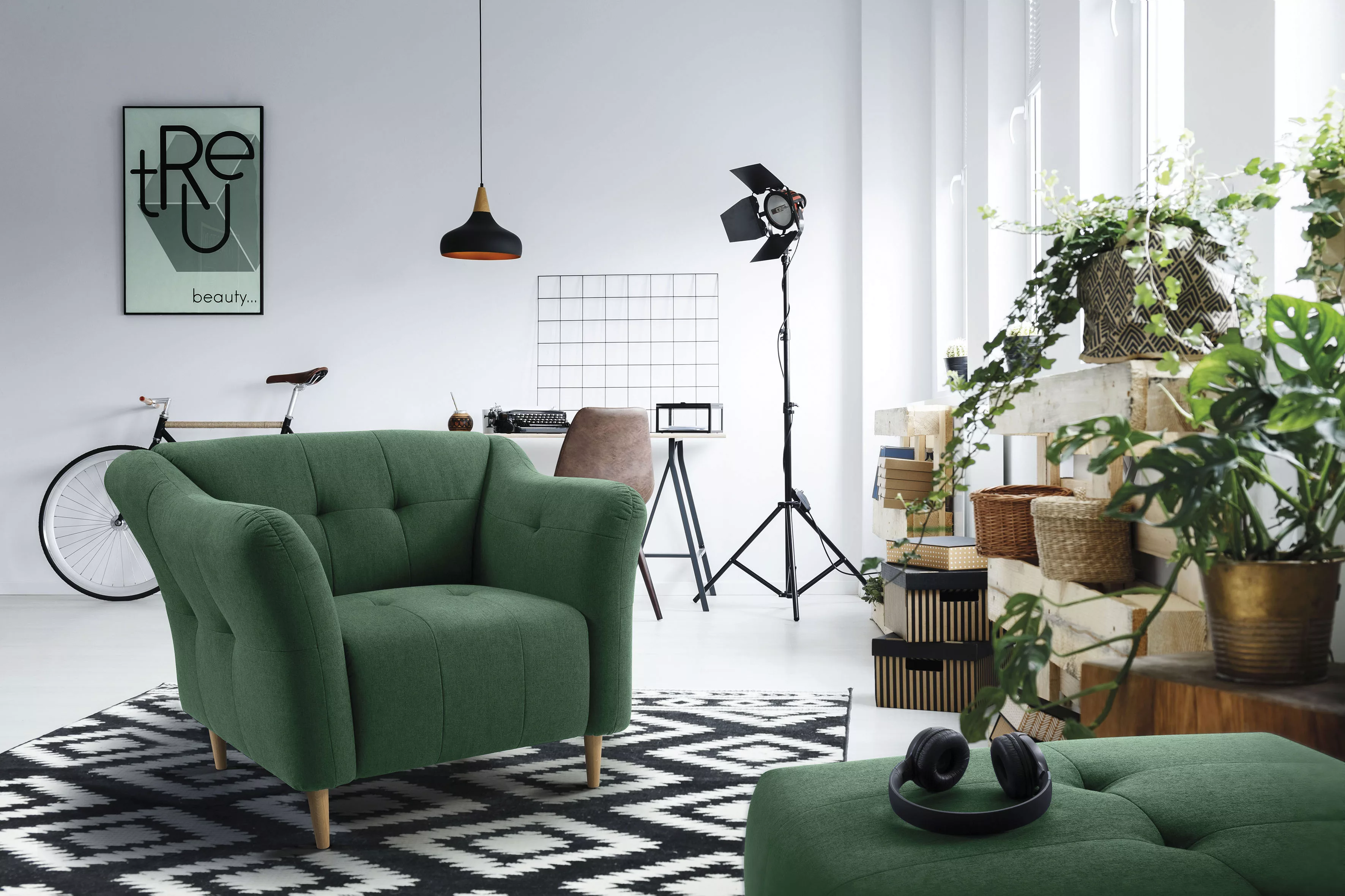 exxpo - sofa fashion Sessel "Soraya, Loungesessel", mit Holzfüßen, frei im günstig online kaufen