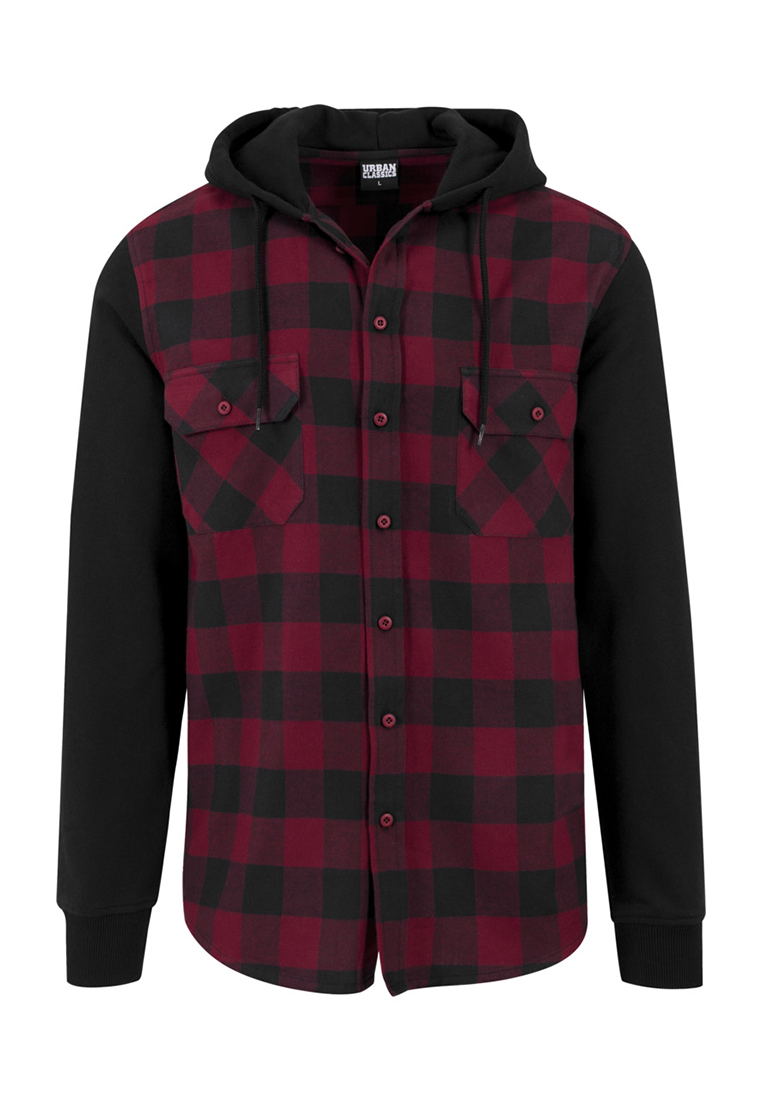 Urban Classics Hooded Checked Flanell Sweat SLeeve T-Shirt - Regular Fit günstig online kaufen