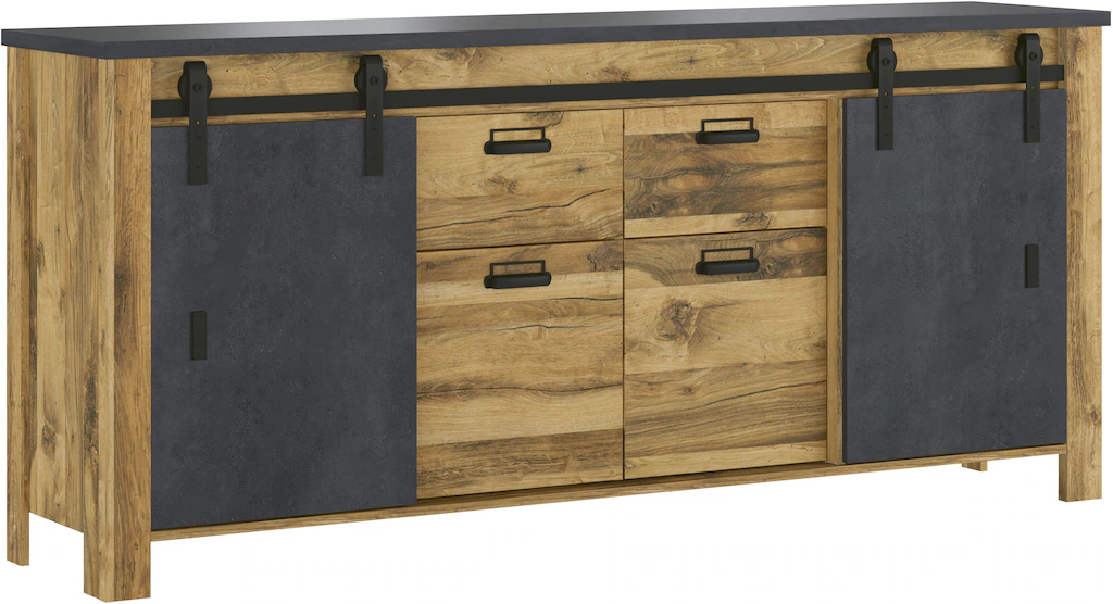 Home affaire Sideboard "York, moderner Schrank, Kommode in Hunton Oak Dekor günstig online kaufen