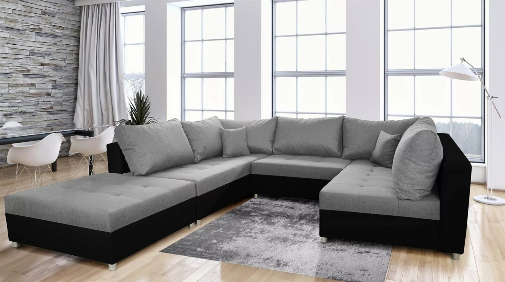 Fun Möbel Wohnlandschaft Sofa U-Form ANDRO, Inkl. Schlaffunktion, Bettkaste günstig online kaufen