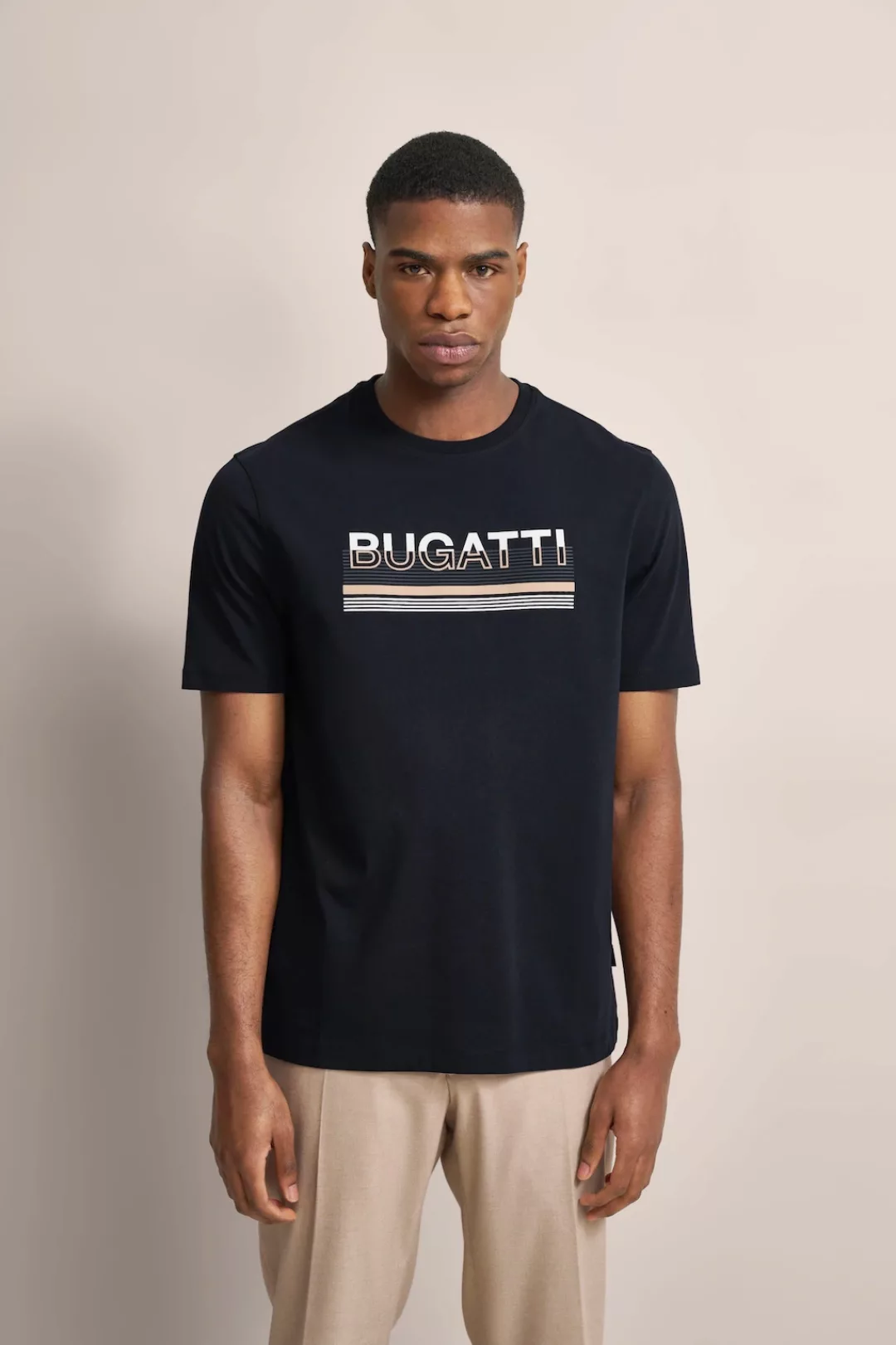 bugatti T-Shirt, mit gummiertem Logo-Print günstig online kaufen