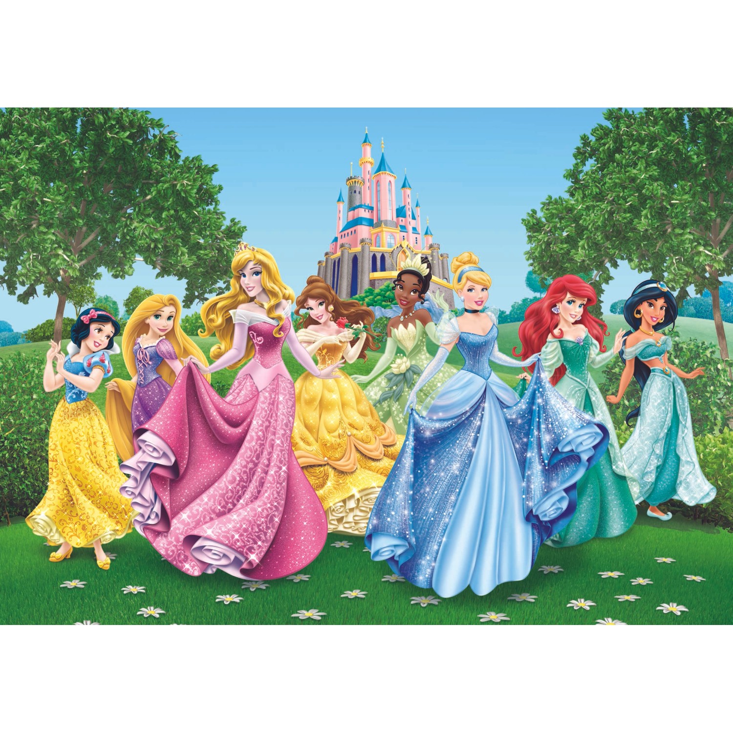 Disney Fototapete Prinzessinnen Grün Gelb und Blau 360 x 254 cm 600360 günstig online kaufen