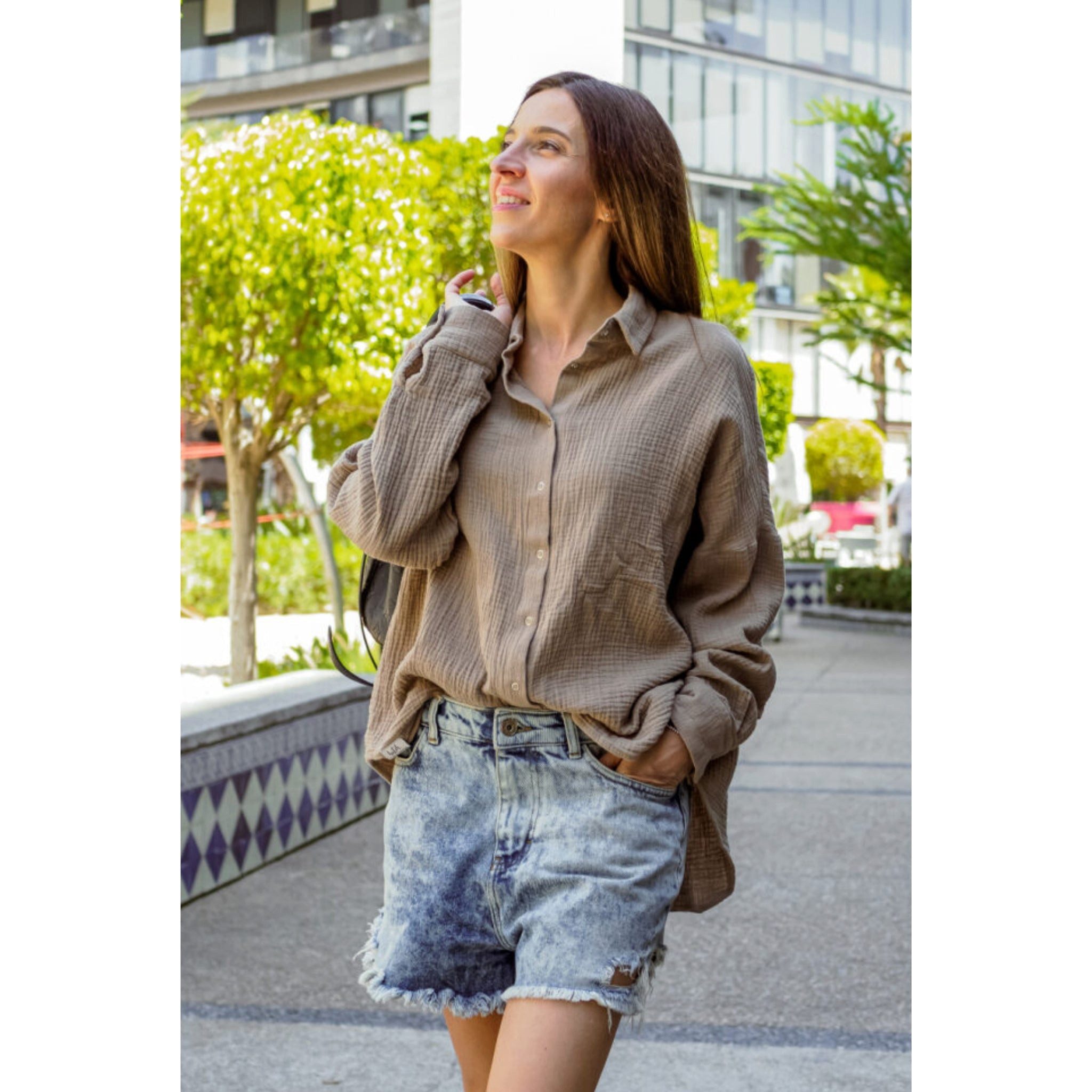 hutch&putch Langarmbluse Musselin Oversize Bluse - günstig online kaufen