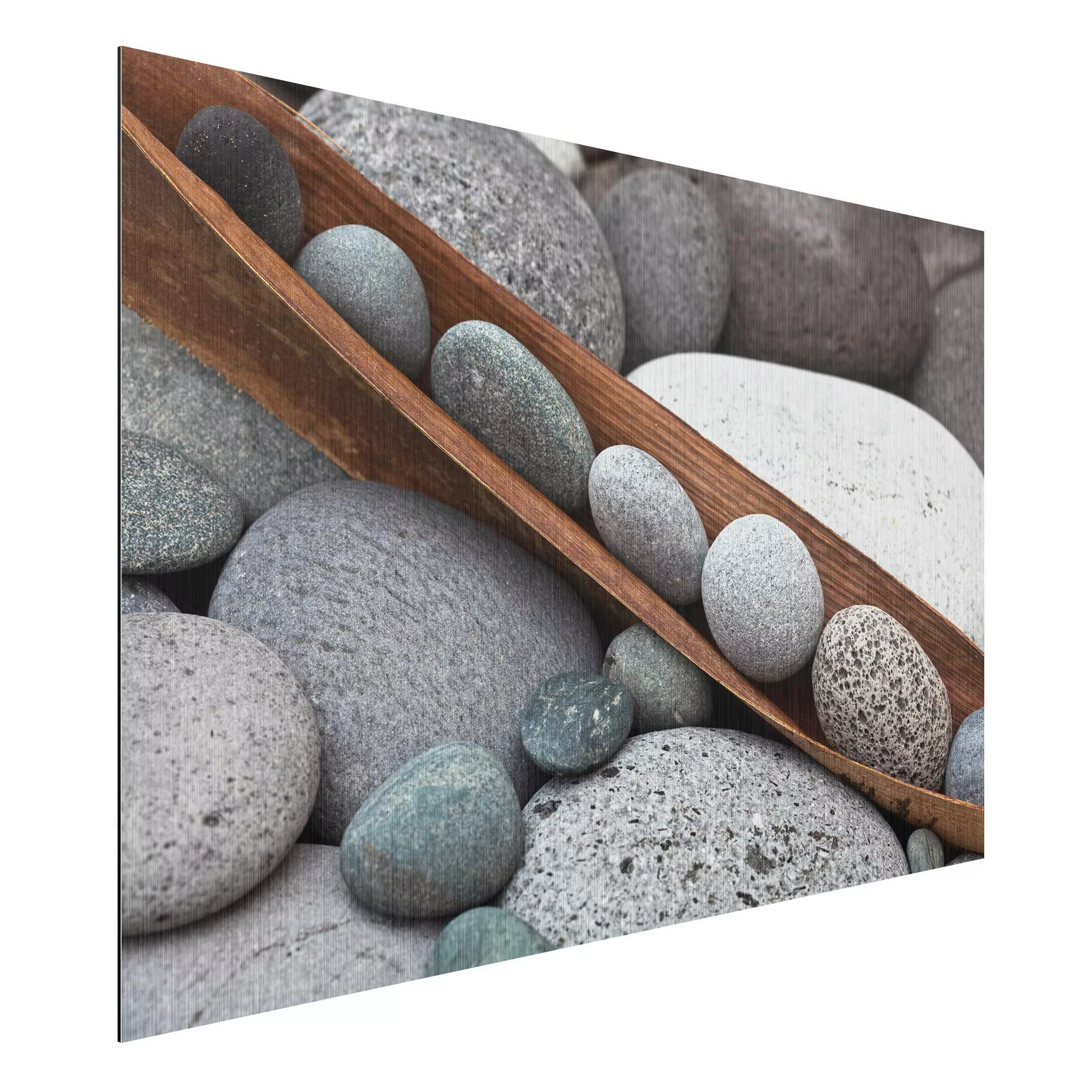 Alu-Dibond Bild - Querformat 3:2 Stillleben mit grauen Steinen günstig online kaufen