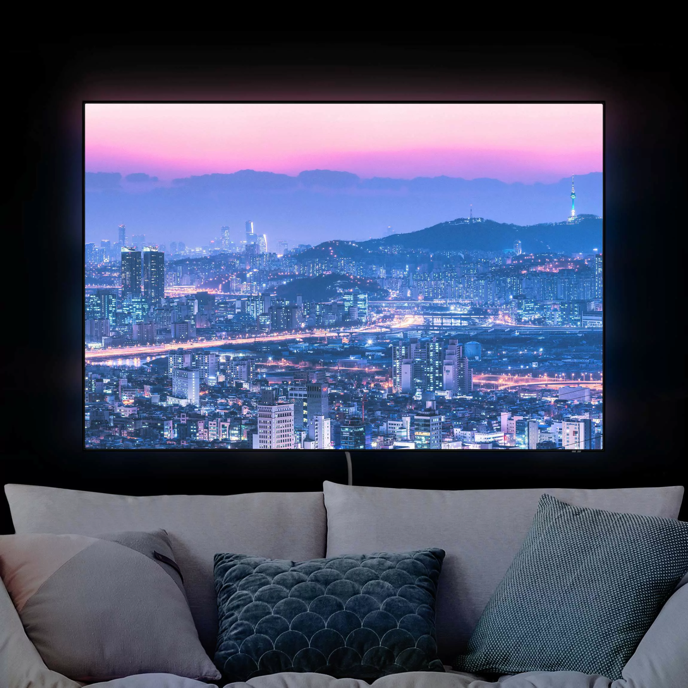 LED-Wechselbild Skyline von Seoul günstig online kaufen