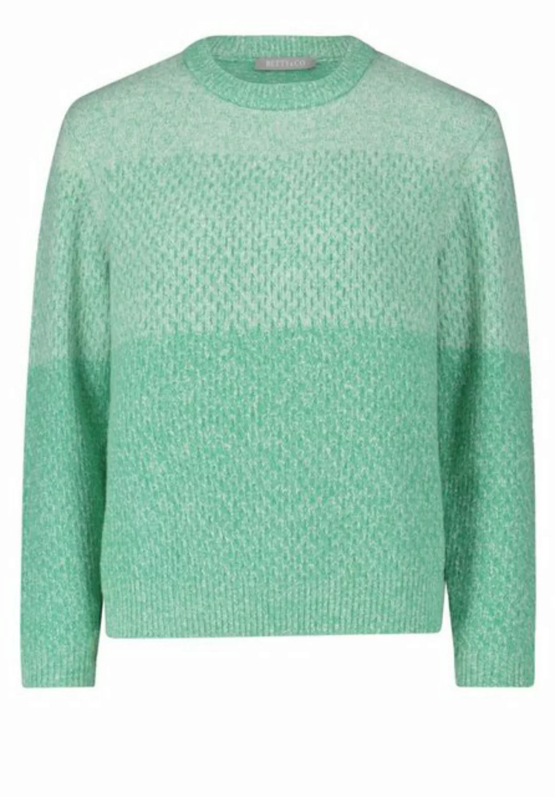Betty&Co Sweatshirt Strickpullover Kurz 1/1 Arm, Green/Cream günstig online kaufen