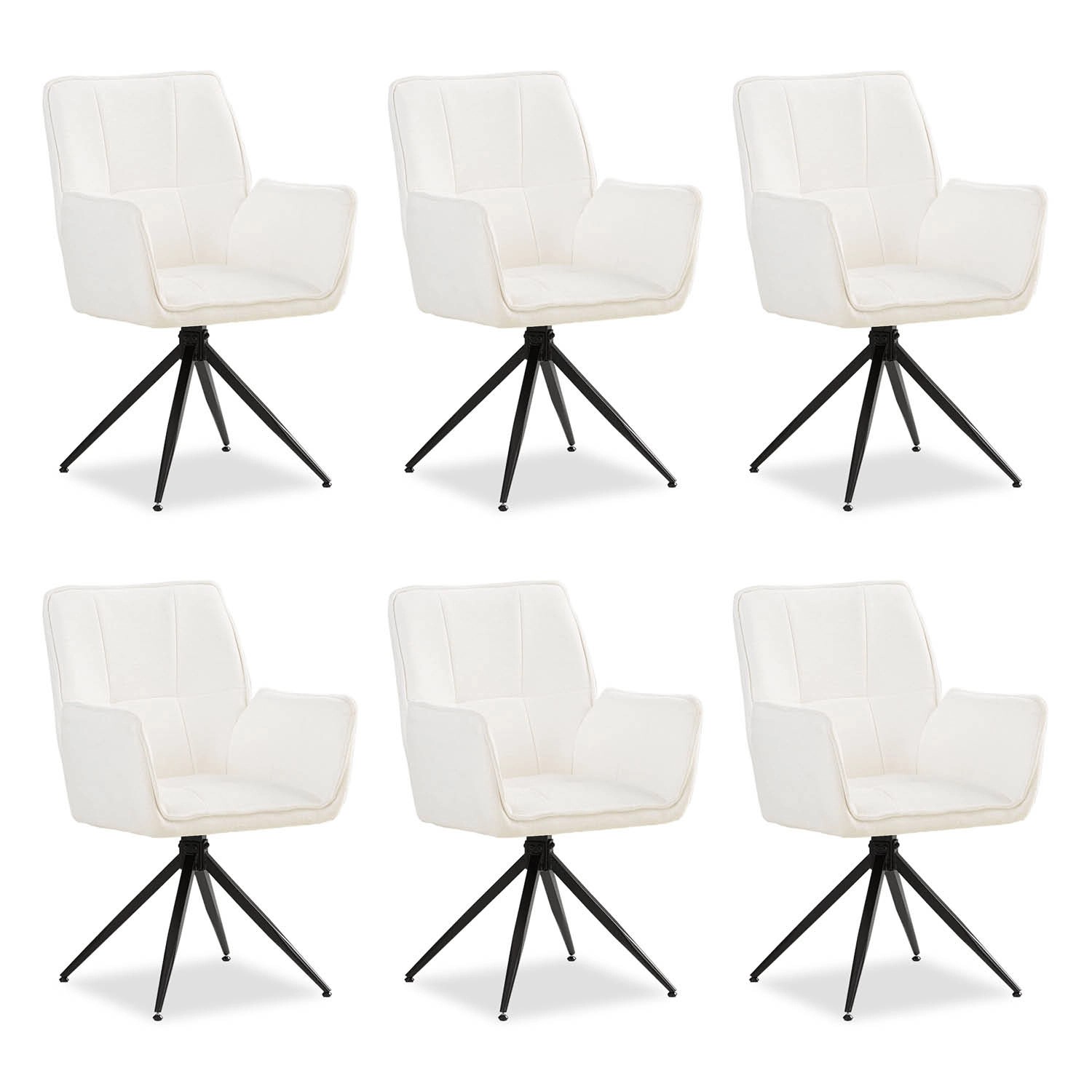Homestyle4u 6er Set Polsterstühle Drehbar in Weiß 2861 günstig online kaufen