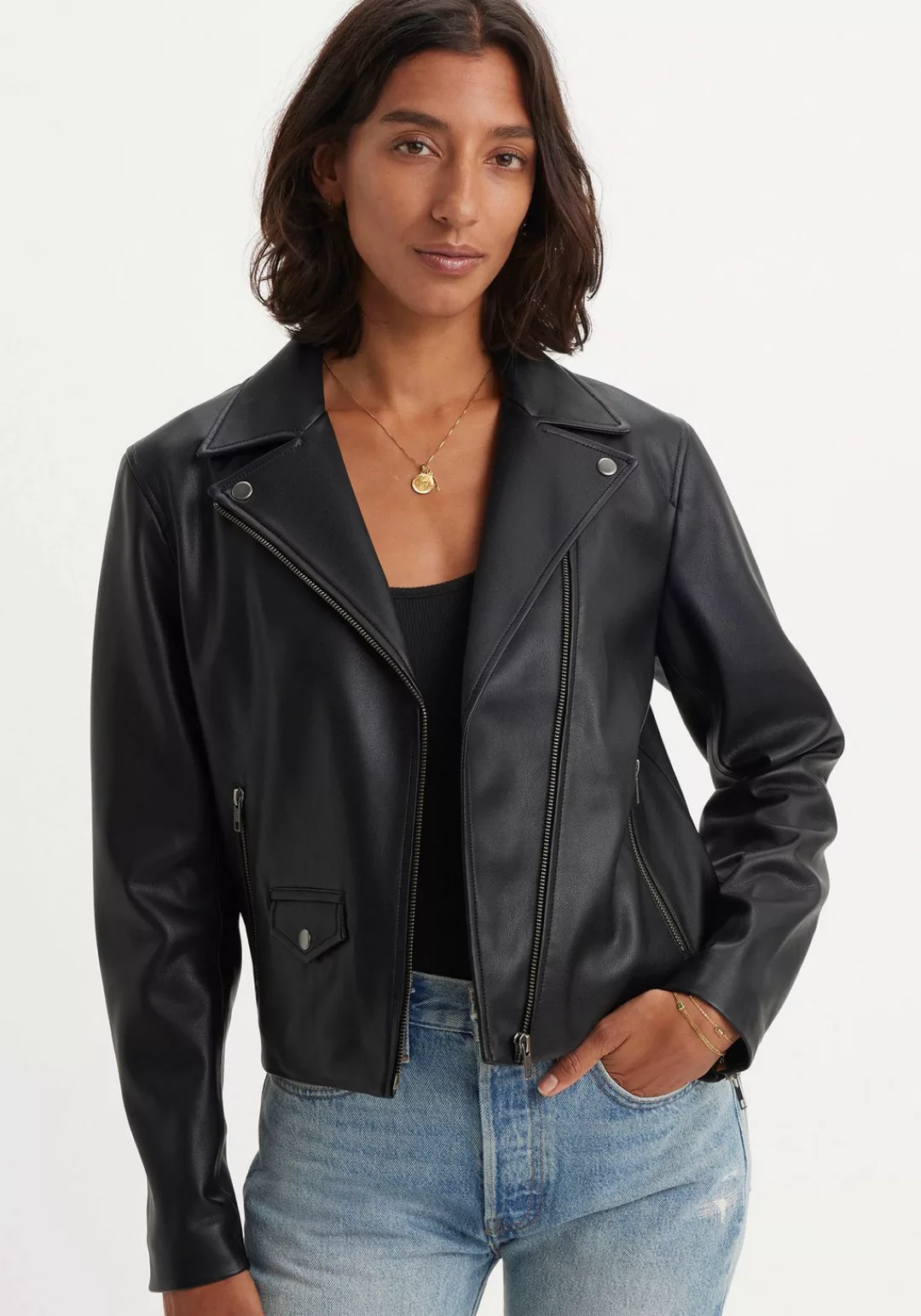 Levis Lederimitatjacke "LELOU SHRUNKEN MOTO BLA" günstig online kaufen