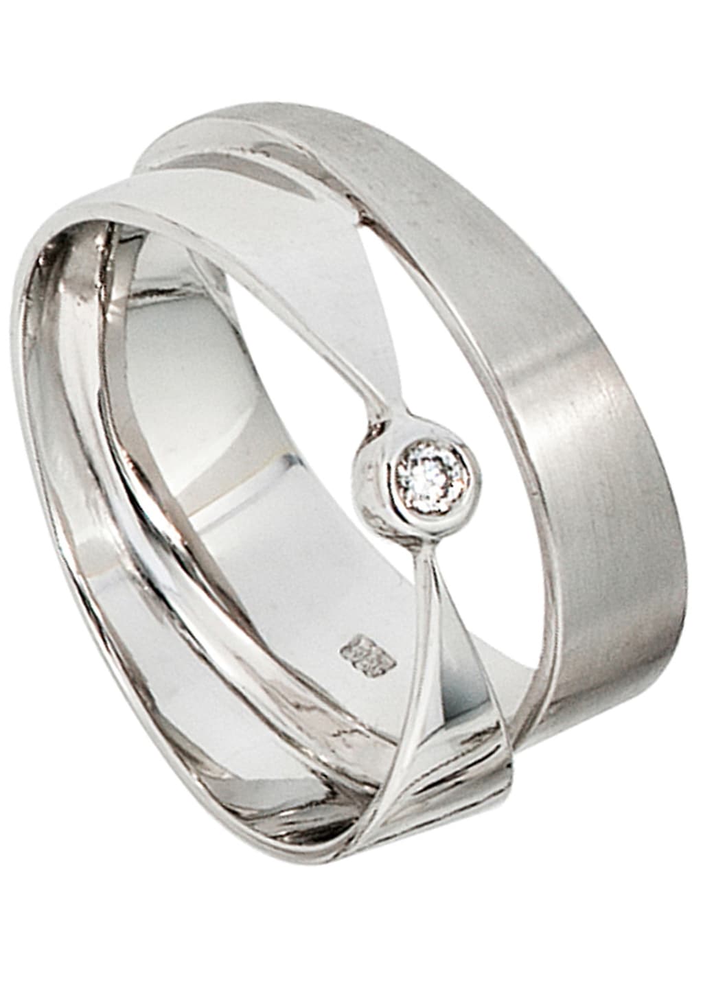 JOBO Fingerring "Breiter Ring mit Diamant", 585 Weißgold günstig online kaufen