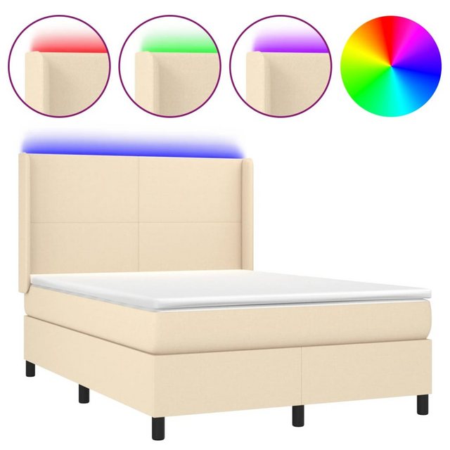 vidaXL Boxspringbett Boxspringbett mit Matratze und LED Stoff (140 x 190 cm günstig online kaufen