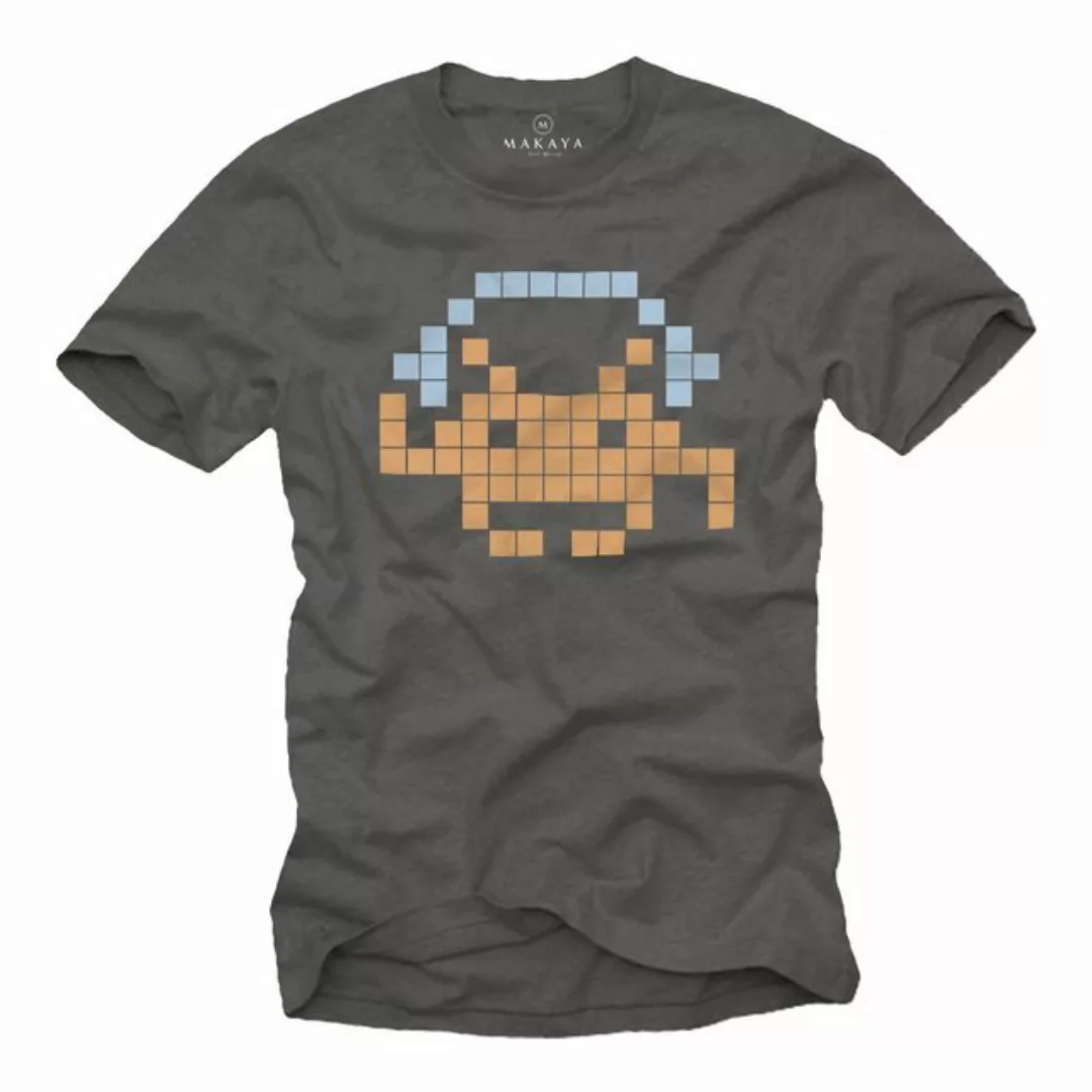 MAKAYA Print-Shirt Herren Vintage Gamer Motiv Sound Invaders Kopfhörer Geek günstig online kaufen
