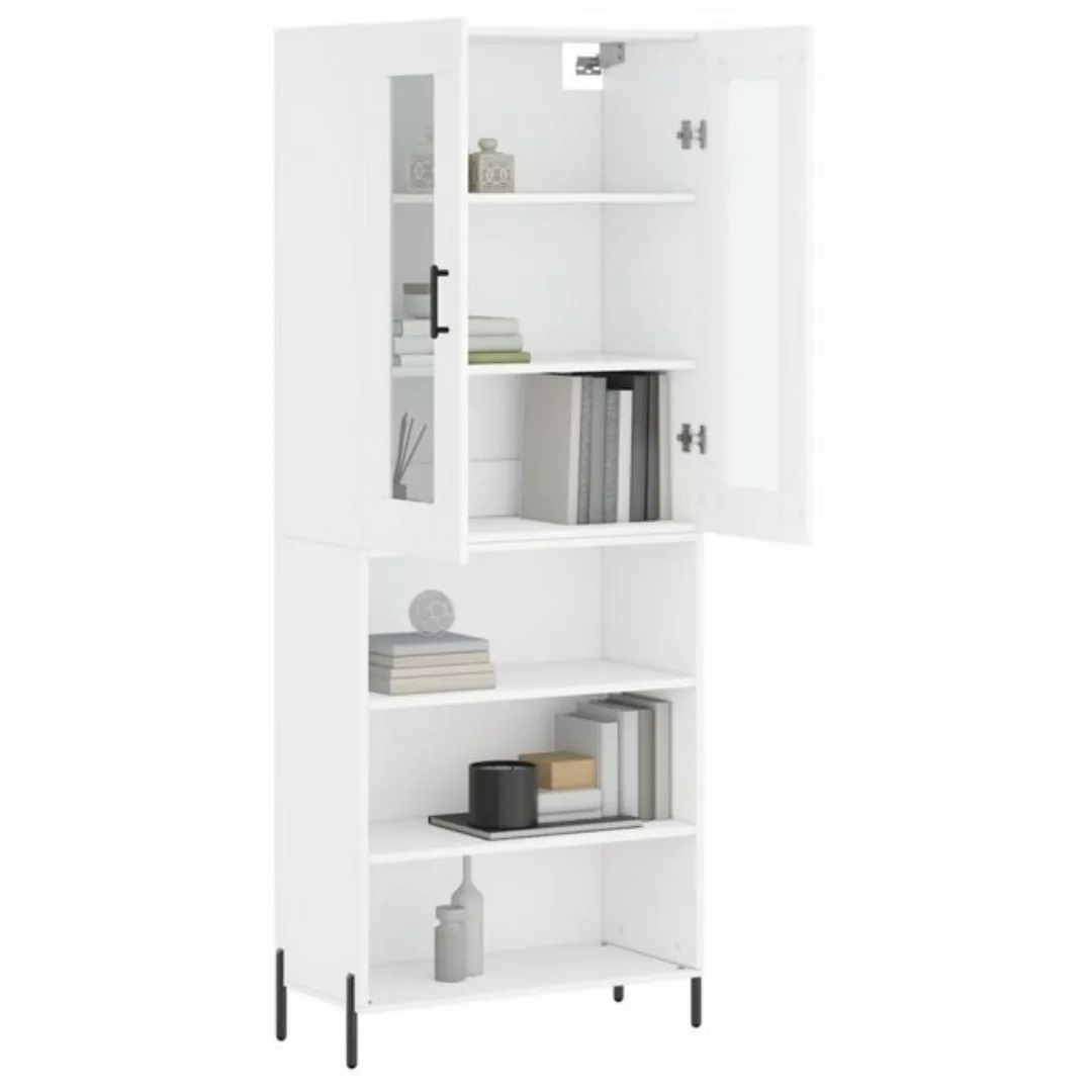 vidaXL Vitrine Highboard Weiß 69,5x34x180 cm Spanplatte Glas Vitrine günstig online kaufen