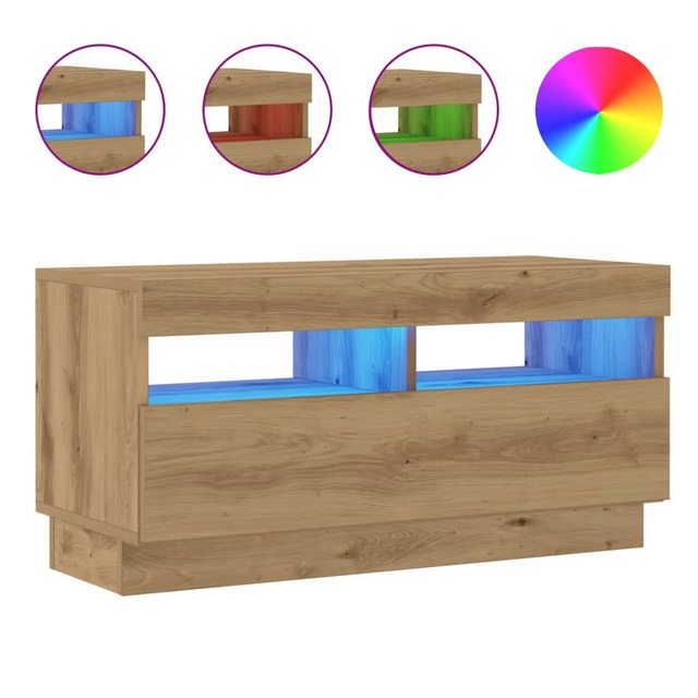 vidaXL TV-Schrank TV-Schrank mit LED-Leuchten Artisan-Eiche 80x35x40 cm (1- günstig online kaufen