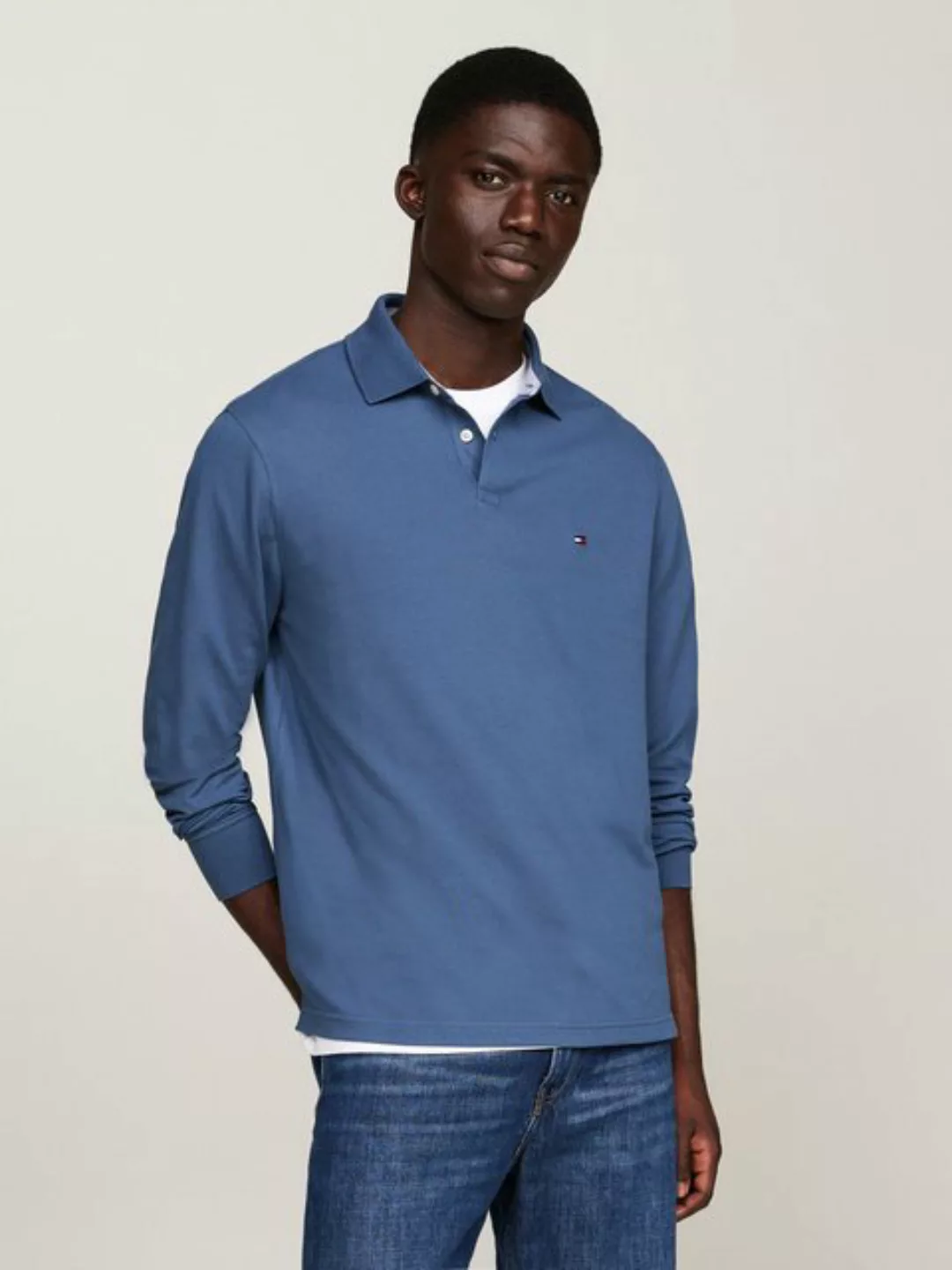 Tommy Hilfiger Longsleeve Polo Dunkelblau - Größe XXL günstig online kaufen