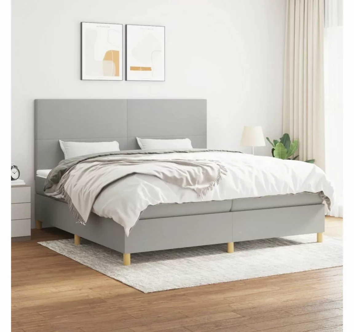 furnicato Bett Boxspringbett mit Matratze Hellgrau 200x200 cm Stoff günstig online kaufen