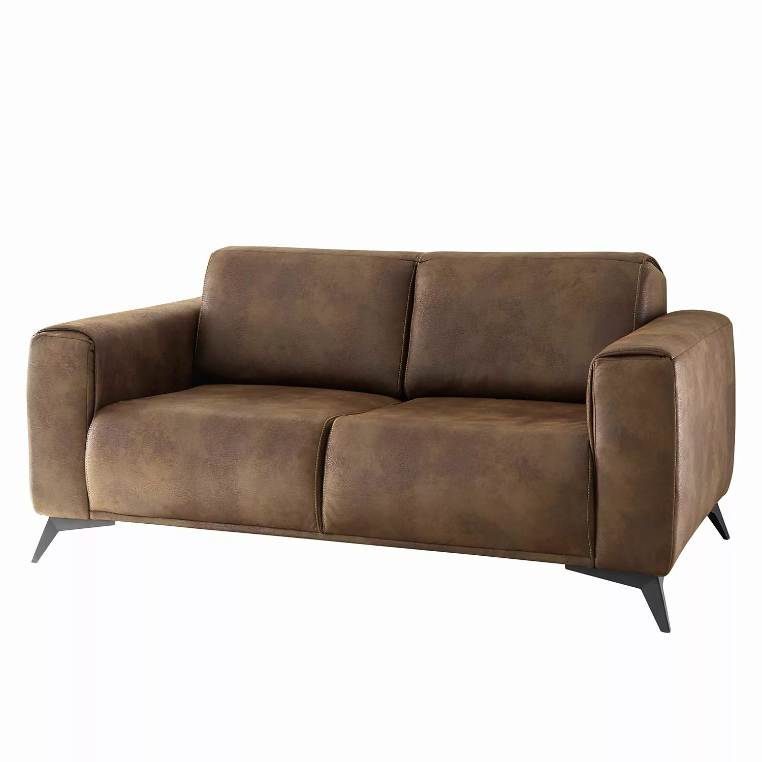 home24 Red Living Sofa Jandira 2-Sitzer Vintage Braun Microfaser 167x82x96 günstig online kaufen