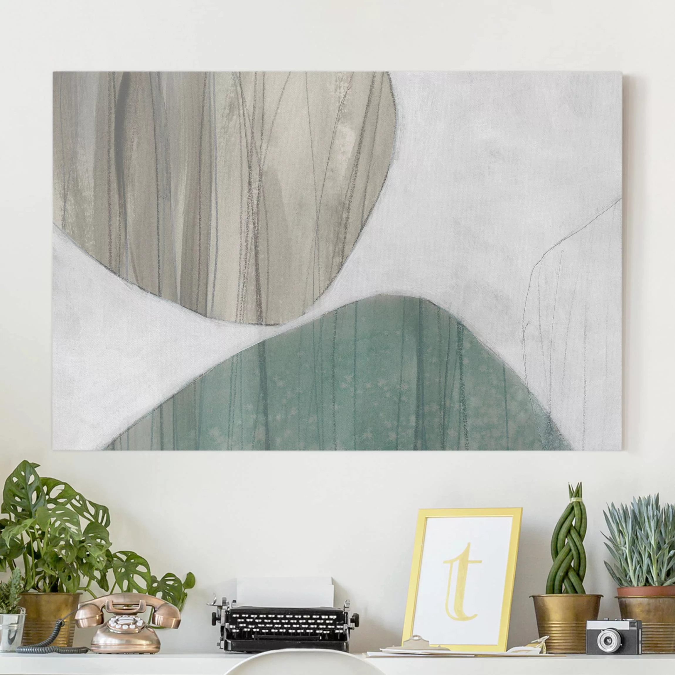 Leinwandbild Abstrakt - Querformat Jadesteine II günstig online kaufen