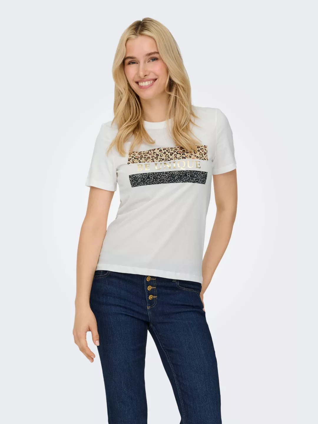 ONLY Kurzarmshirt "ONLTANYA LIFE REG S/S LEO PRINT TOP JRS" günstig online kaufen