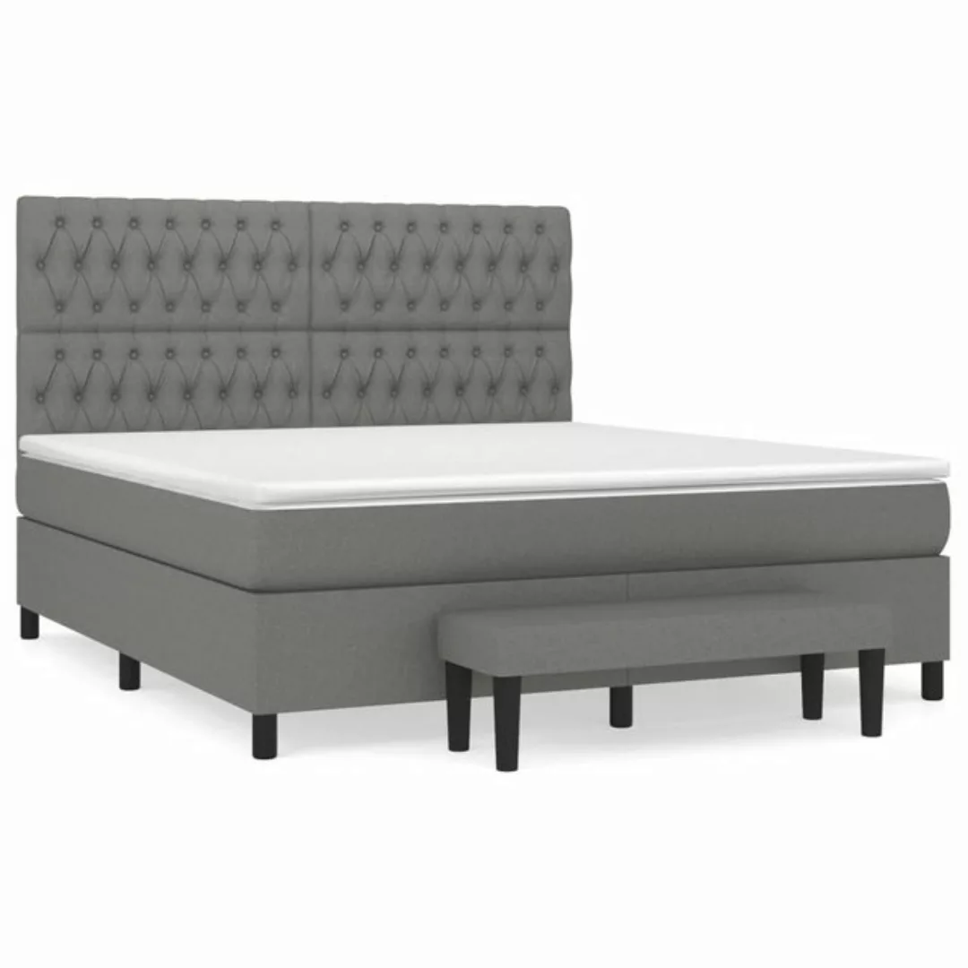 furnicato Bett Boxspringbett mit Matratze Dunkelgrau 180x200 cm Stoff günstig online kaufen