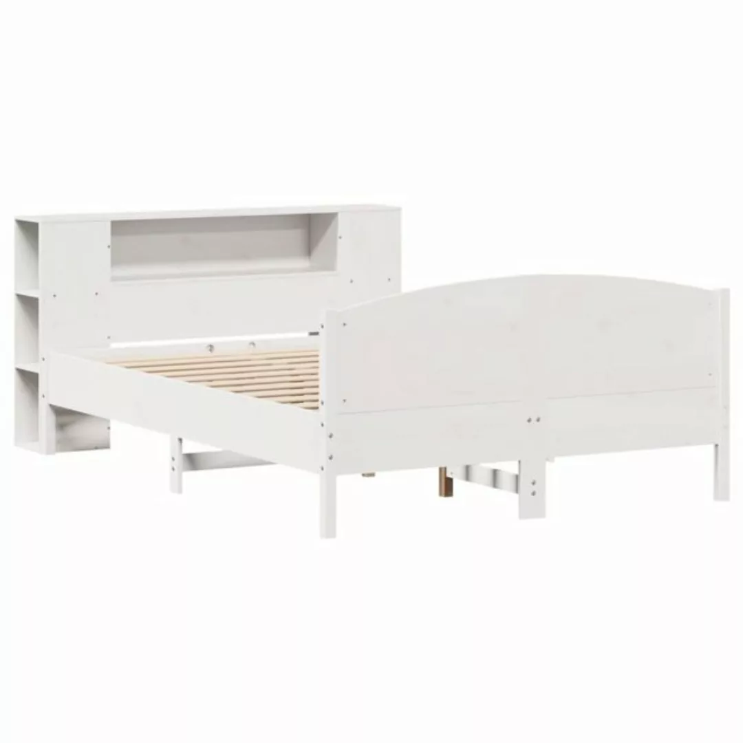 vidaXL Bett Massivholzbett mit Regal ohne Matratze Weiß 135x190 cm Kiefer günstig online kaufen