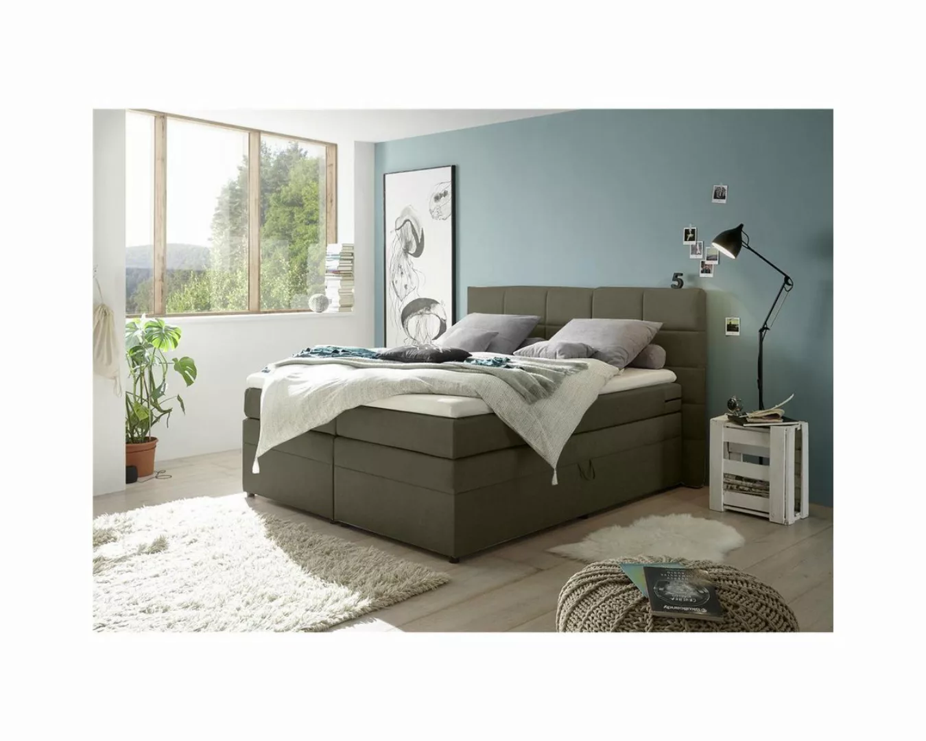 Lomadox Boxspringbett TEREZIN-09, Doppelbett, 180x200, mit Bettkasten, Härt günstig online kaufen