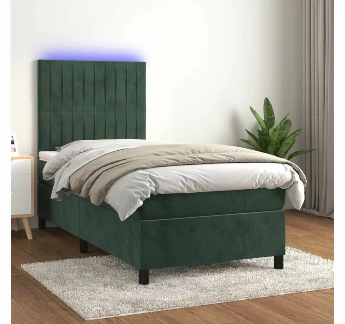 vidaXL Boxspringbett Boxspringbett mit Matratze & LED Samt (100 x 200 cm, G günstig online kaufen