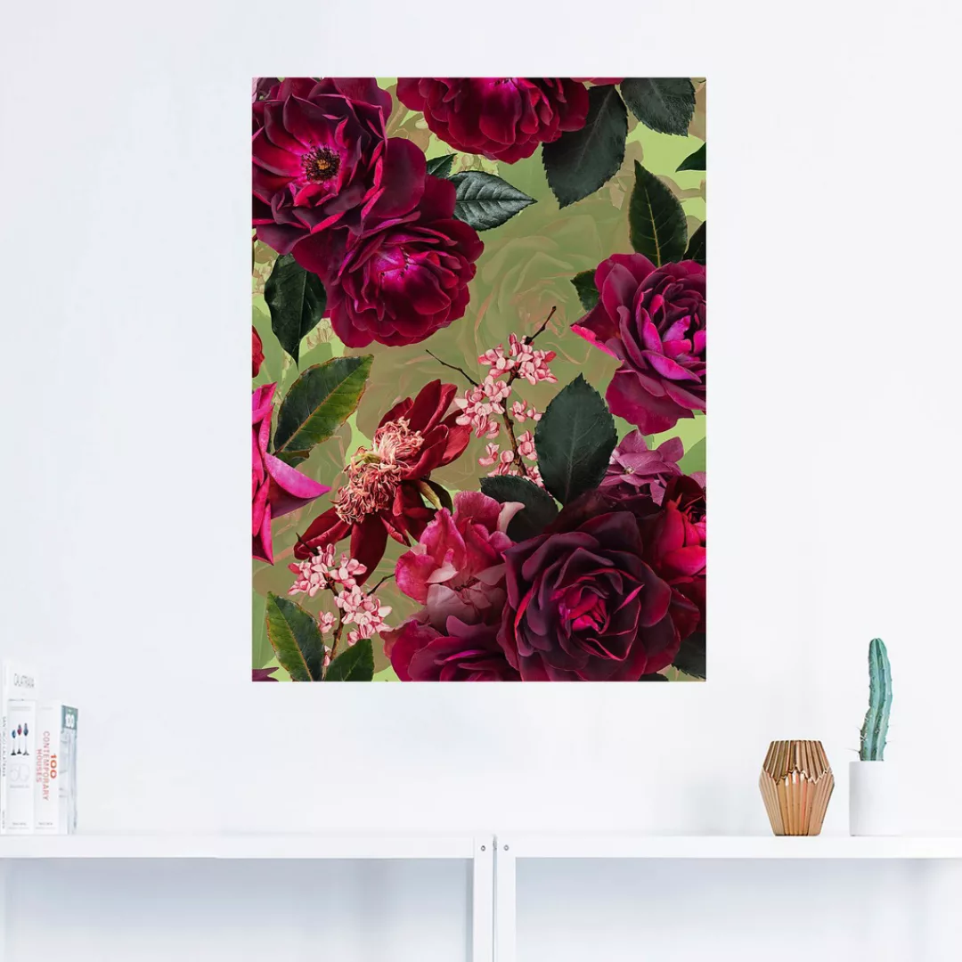 Artland Wandbild »Dunkle Rosen auf Grün«, Blumenbilder, (1 St.), als Alubil günstig online kaufen