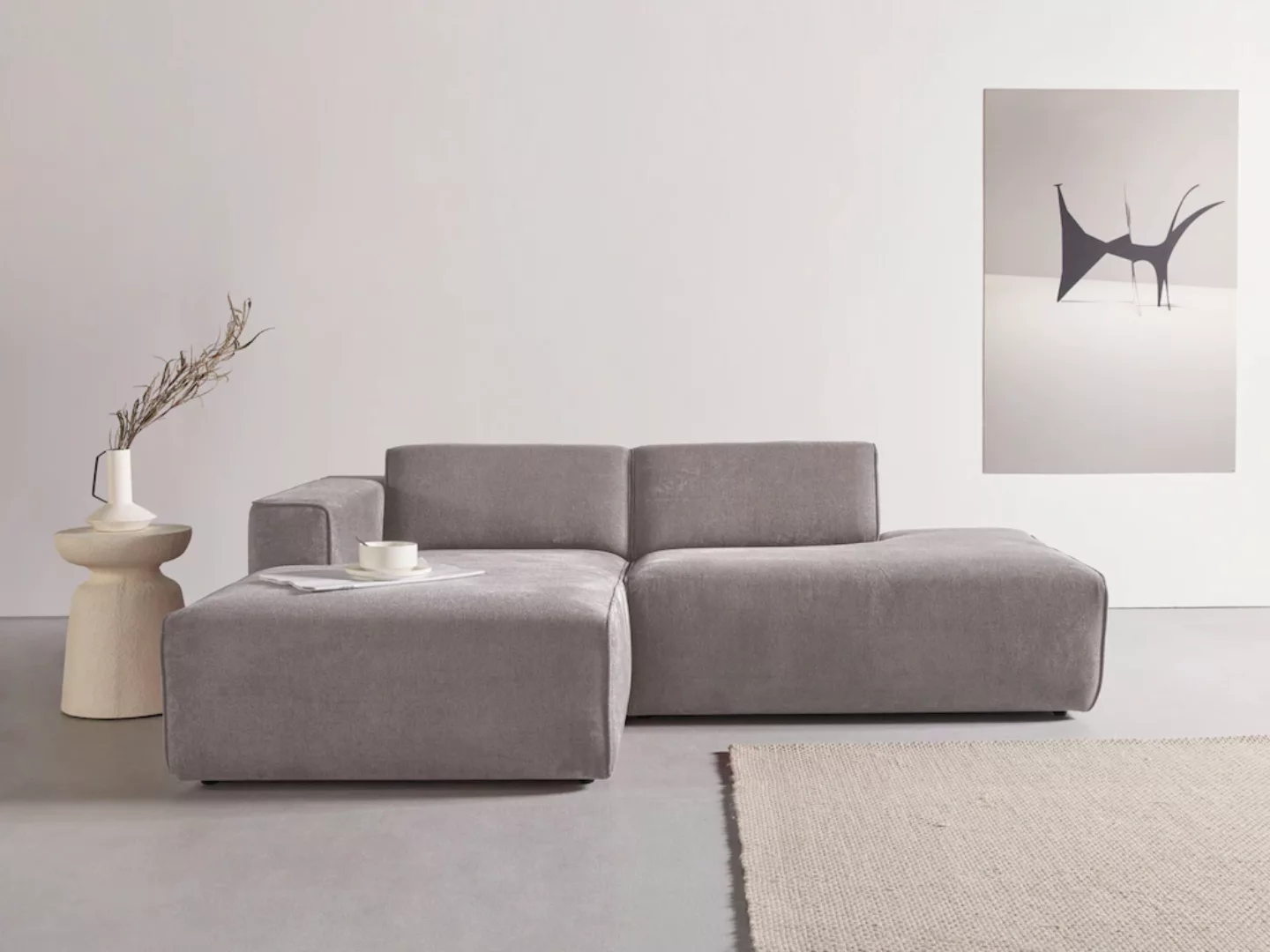 andas Ecksofa "Noord", mit Kedernaht, Breite 227 cm, Cord, Struktur günstig online kaufen