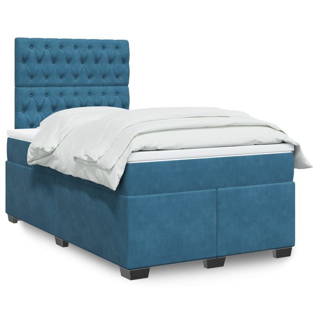 furnicato Bettgestell Boxspringbett mit Matratze Blau 120x190 cm Samt günstig online kaufen