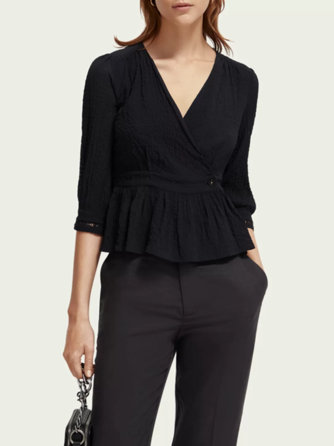 V-neck buttoned wrap blouse günstig online kaufen