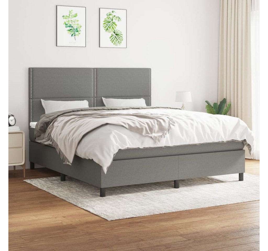 vidaXL Boxspringbett Boxspringbett mit Matratze Dunkelgrau 180x200 cm Stoff günstig online kaufen