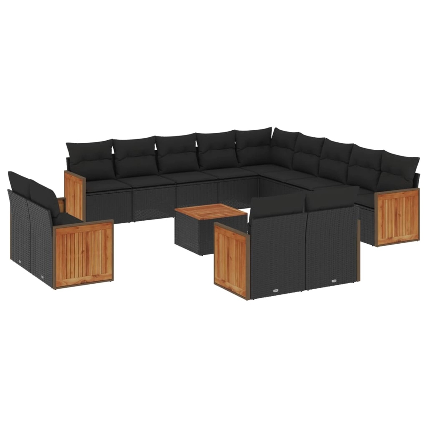 vidaXL 14-Tlg Garten-Sofagarnitur mit Kissen Schwarz Poly Rattan 3228211 günstig online kaufen