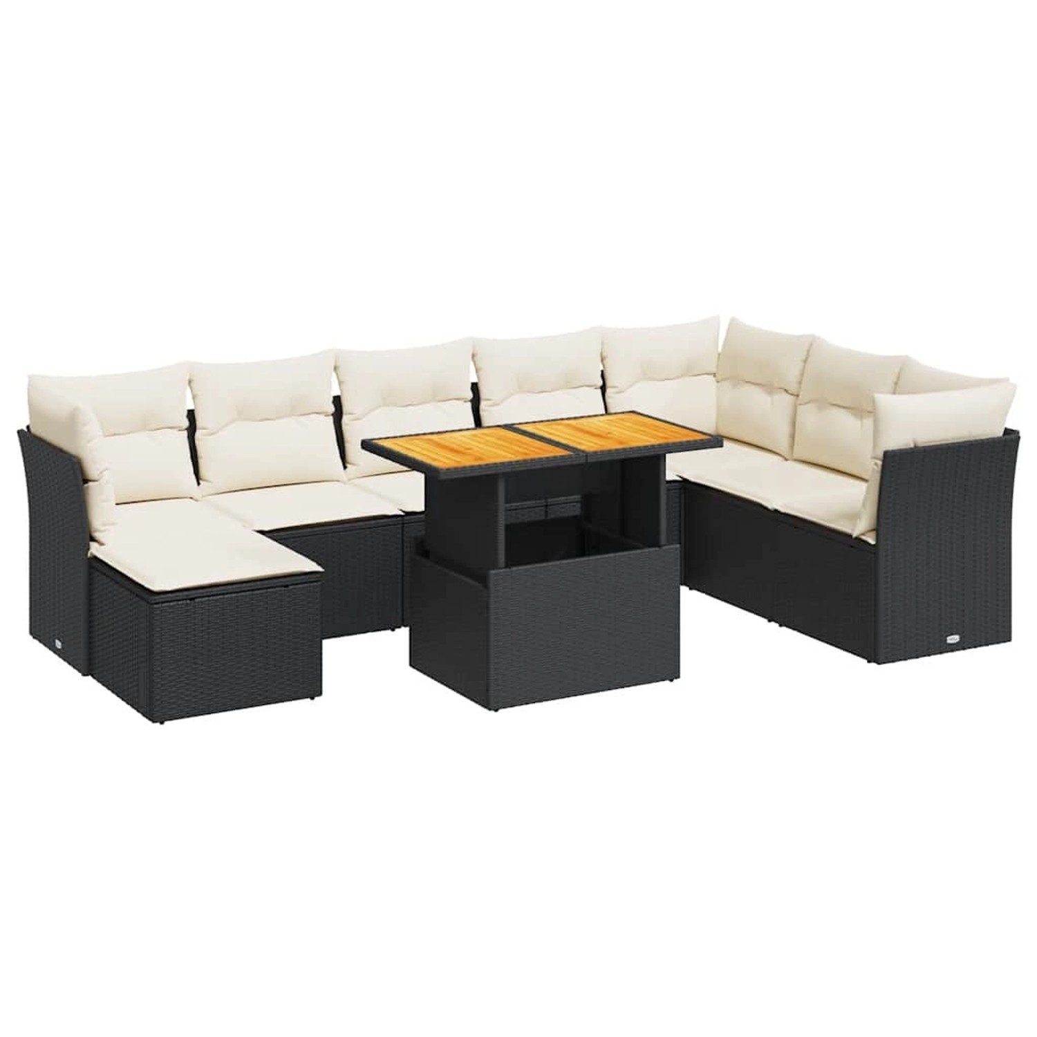 vidaXL 9-Tlg Garten-Sofagarnitur mit Kissen Schwarz Poly Rattan 3326961 günstig online kaufen