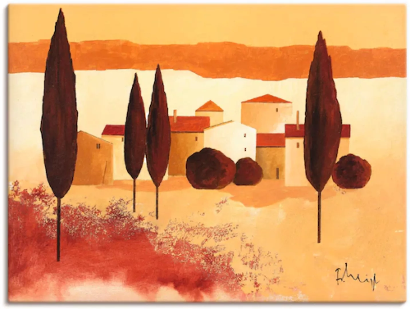 Artland Leinwandbild "Kleines Mediterranes Dorf", Wiesen & Bäume, (1 St.), günstig online kaufen