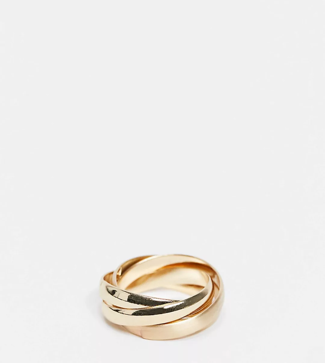ASOS DESIGN Curve – Goldfarbener Ring mit ineinandergreifendem Design günstig online kaufen