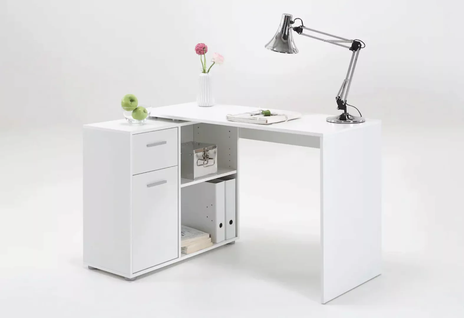 FMD Eckschreibtisch "AUGSBURG", Schreibtisch / Sideboard mit Stauraum, dreh günstig online kaufen