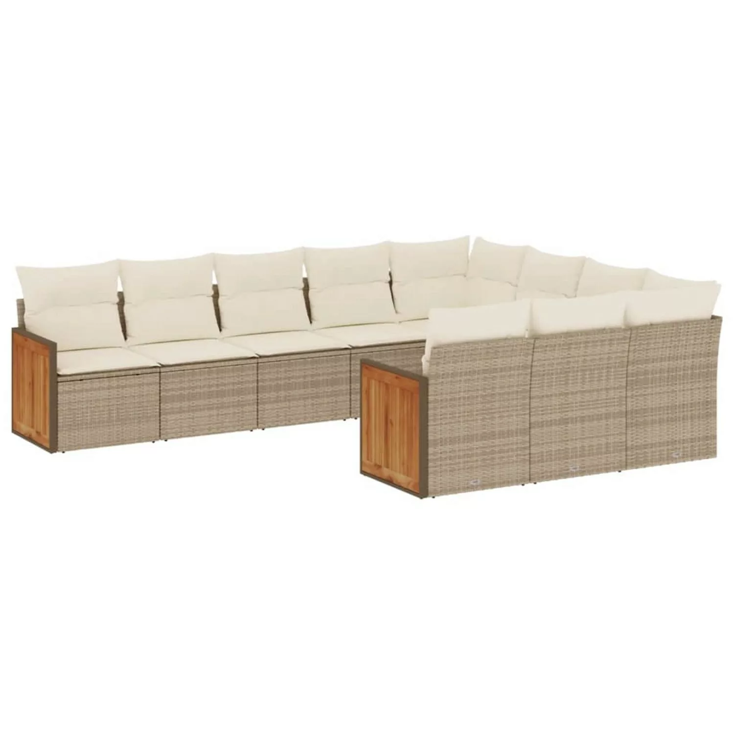 vidaXL 10-tlg Garten-Sofagarnitur mit Kissen Beige Poly Rattan Modell 134 günstig online kaufen