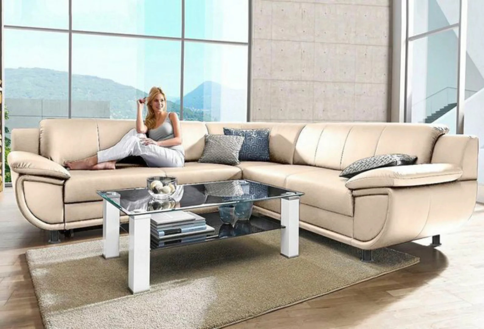 TRENDMANUFAKTUR Ecksofa "Rondo wahlweise mit Schlaffunktion, 267x247 cm (Bx günstig online kaufen