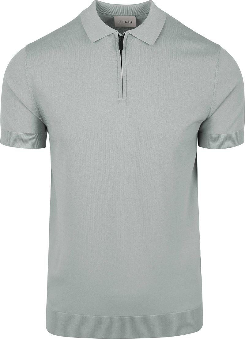 Suitable Knitted Half Zip Poloshirt Dusty Grey - Größe XXL günstig online kaufen