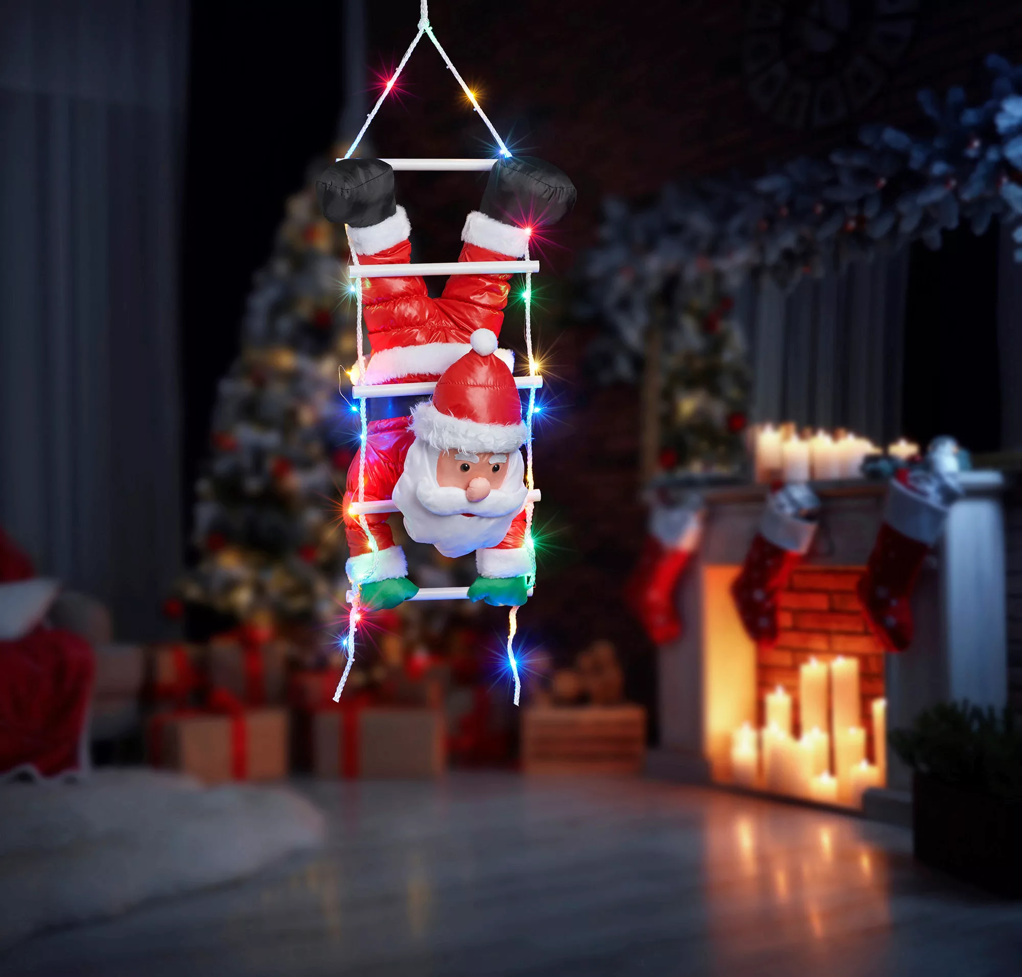 BONETTI LED Dekofigur "Weihnachtsmann kopfüber", 30 flammig, mit 30 bunten günstig online kaufen