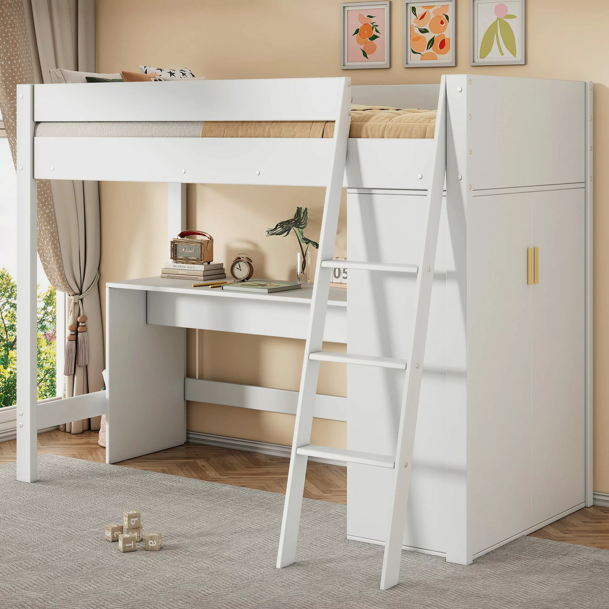 Flieks Hochbett Kinderbett 90x200cm mit Leiter, günstig online kaufen
