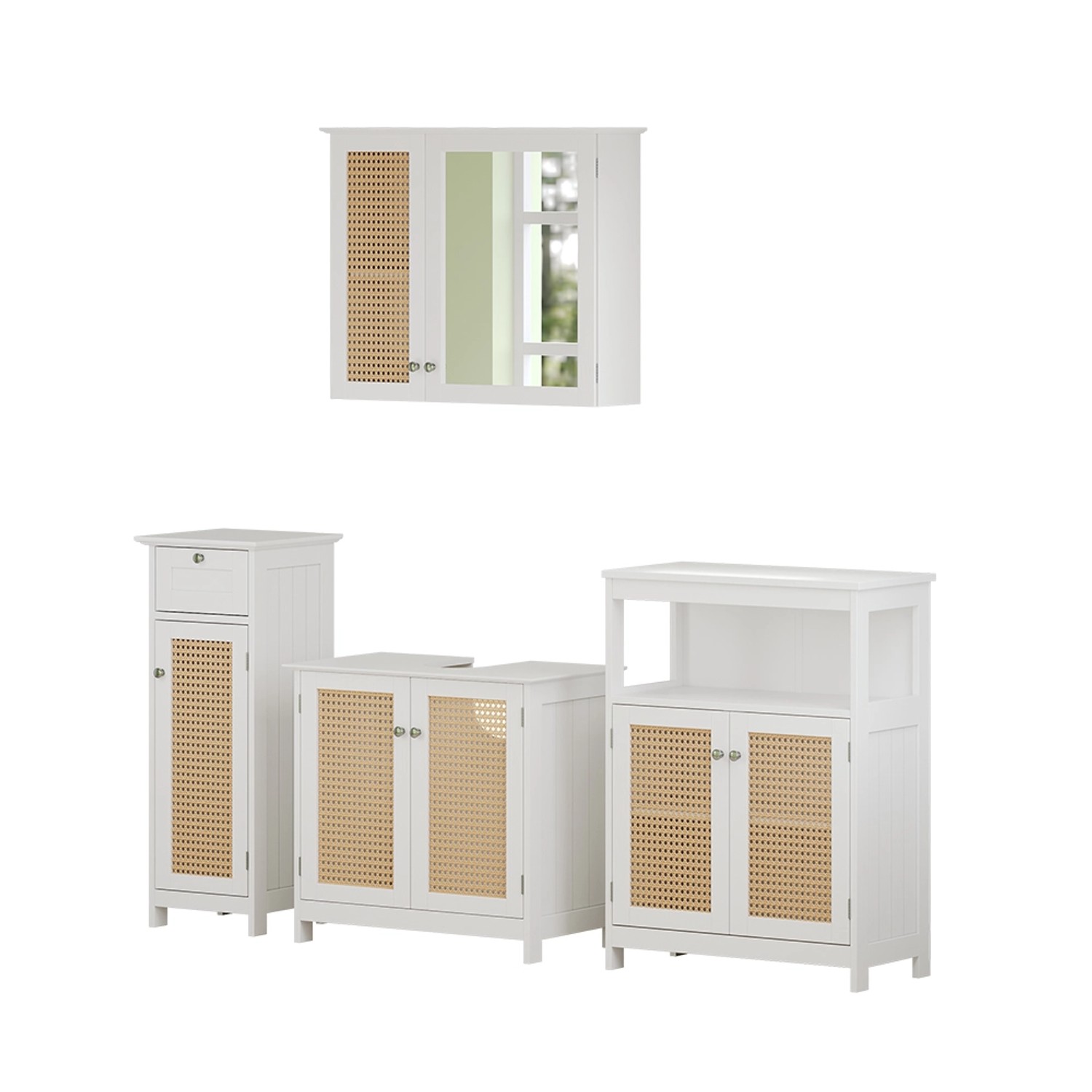 Vicco Badmöbel-Set Rosario Weiß 4 teilig mit Midischrank günstig online kaufen