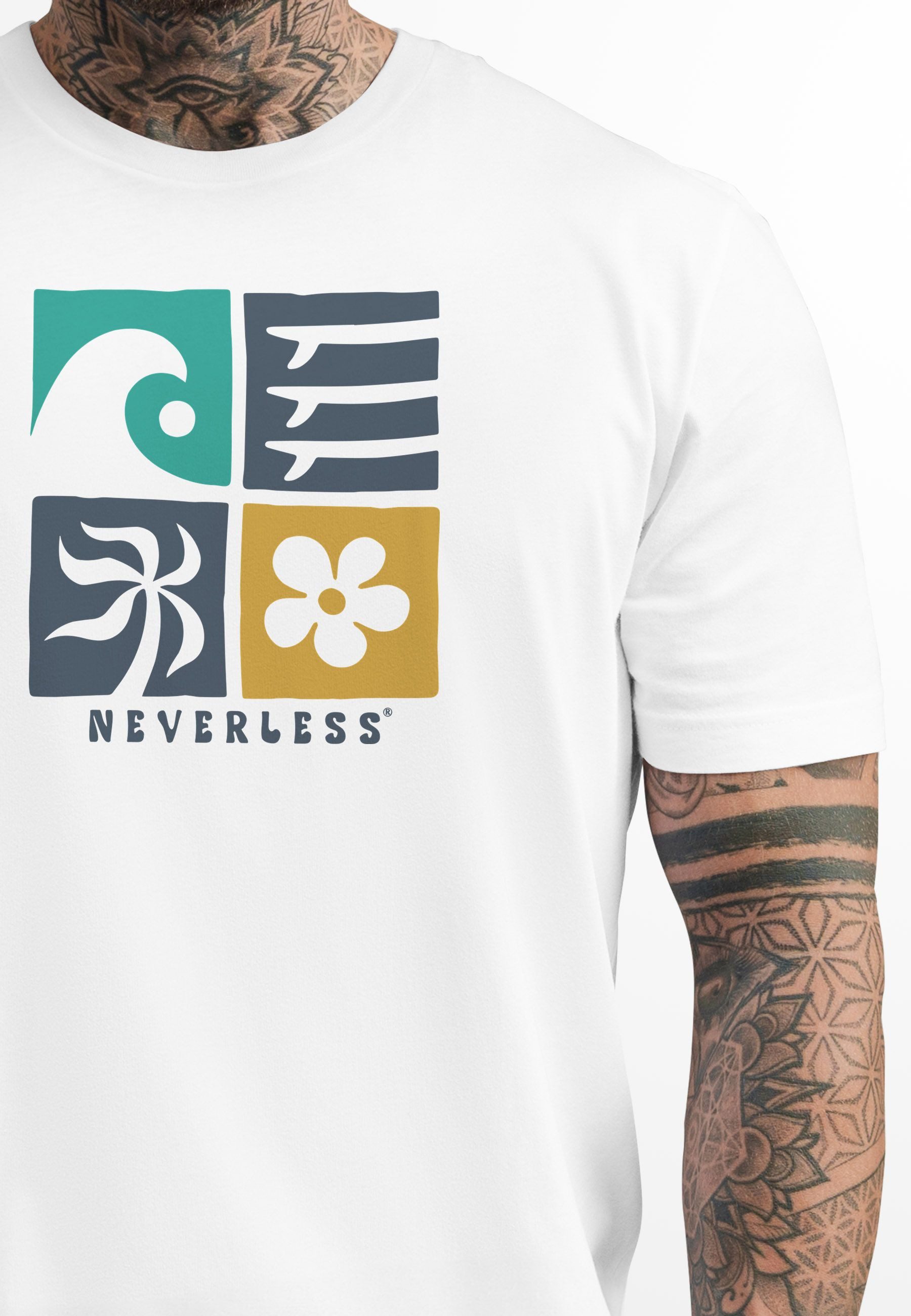 Neverless Print-Shirt Herren T-Shirt Surfing Icons günstig online kaufen