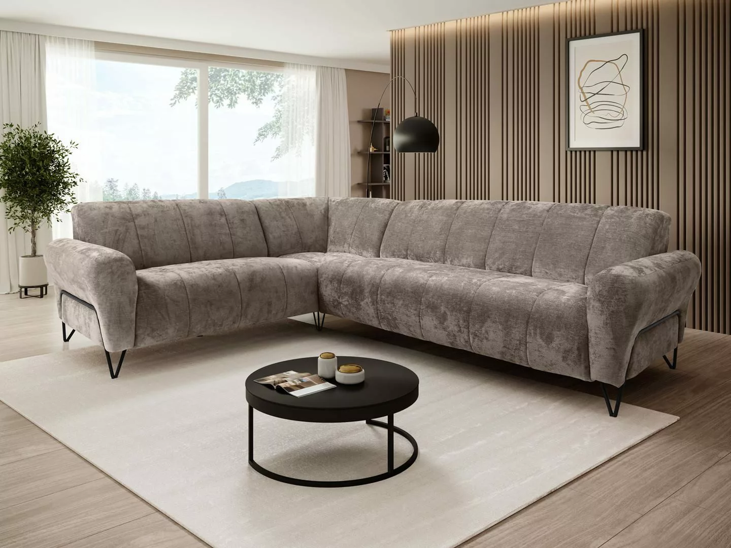 Beautysofa Ecksofa mit Metallbeine in schwarzer günstig online kaufen