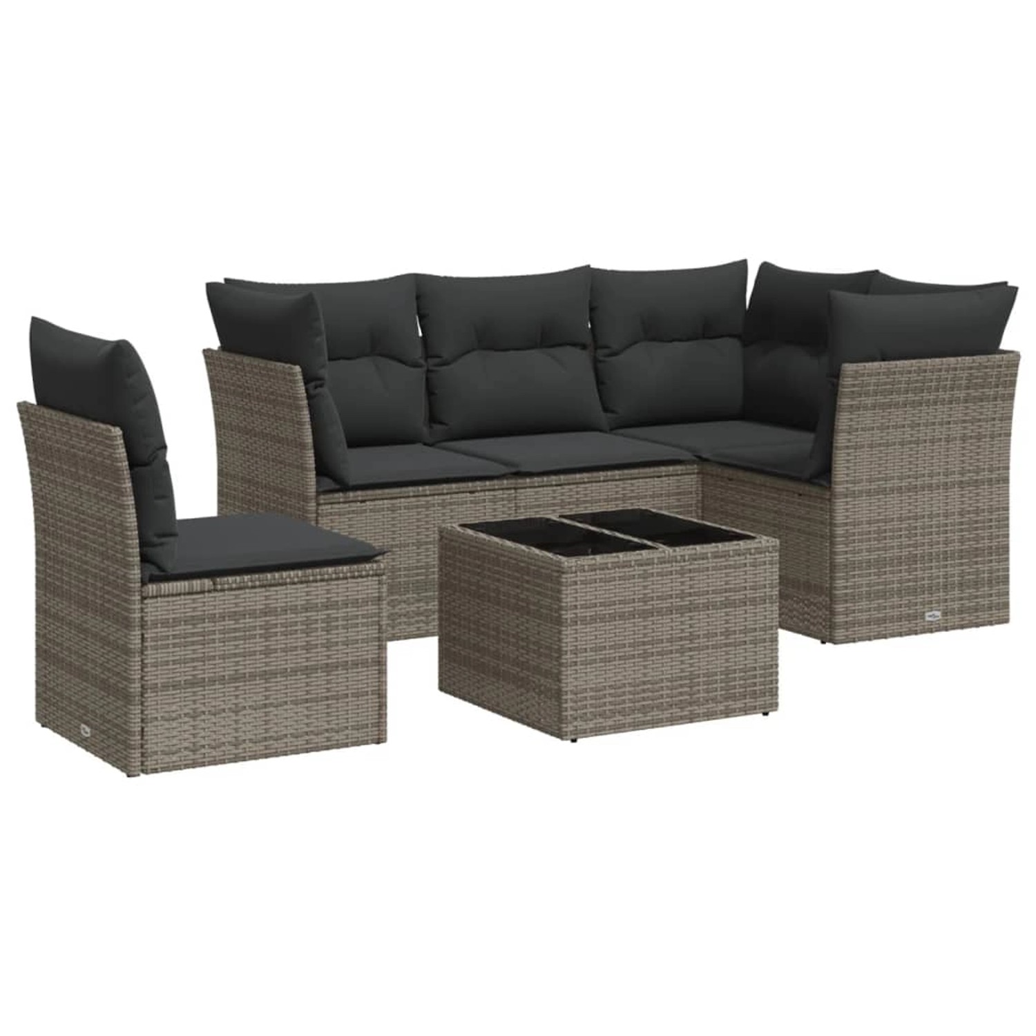 vidaXL 6-Tlg Garten-Sofagarnitur mit Kissen Grau Poly Rattan 3217650 günstig online kaufen