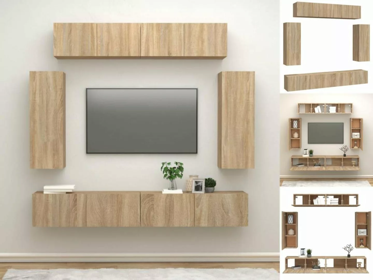 vidaXL TV-Schrank 6-tlg TV-Schrank-Set Sonoma-Eiche Spanplatte Wandschränkc günstig online kaufen