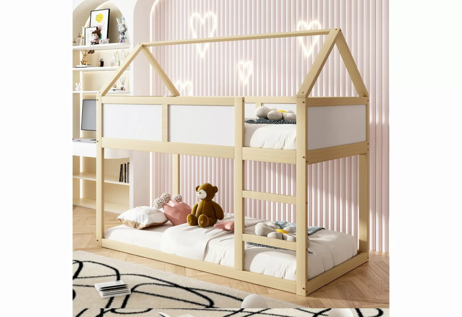 HAUSS SPLOE Etagenbett Kinderbett 90x200 cm, niedriges Etagen-Einzelbett mi günstig online kaufen