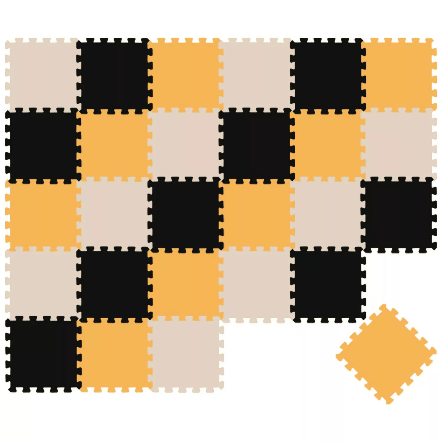 LittleTom Baby & Kinder Puzzlematte 30 x 30 cm 27 Teile Schwarz Beige Gelb günstig online kaufen